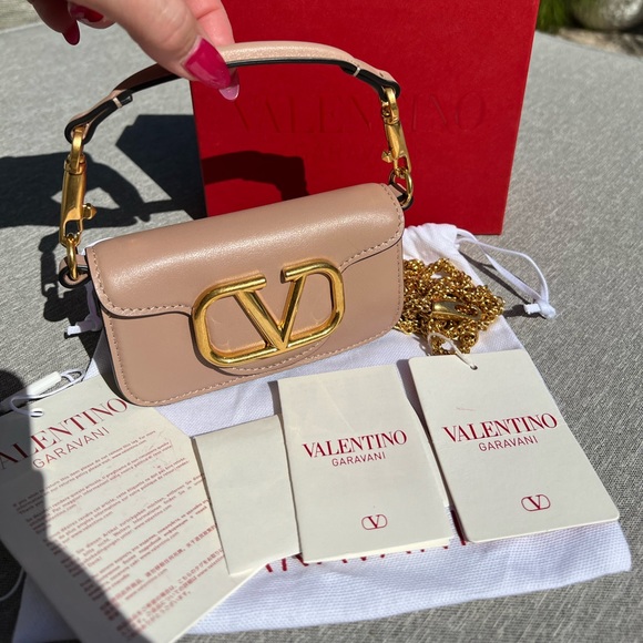 Valentino, leather micro V bag with Crossbody chain and top handle - Picture 1 of 16